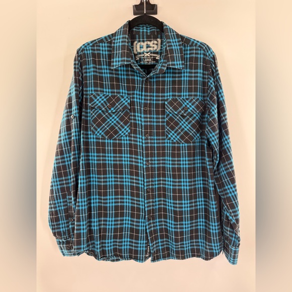 EUC CCS Blue and Black Plaid Shirt - Picture 2 of 7